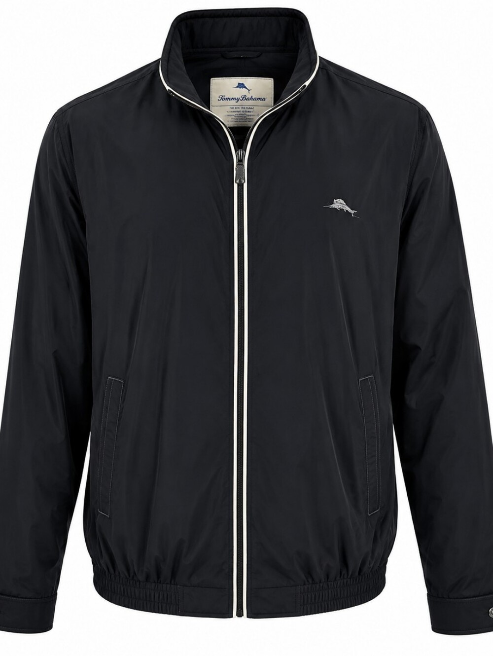 Tommy Bahama Lake Union Black Full Zip Lightweight Jacket M Coastal Golf Travel